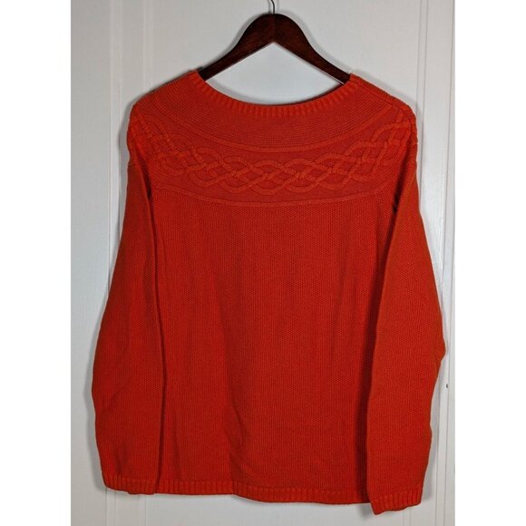 Talbots Women's Size Medium Waffle Knit Cotton Cashmere Pullover Sweater Orange - Picture 1 of 4